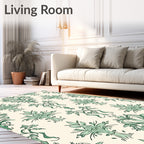 Jade Green Ornate Floral Damask Rug