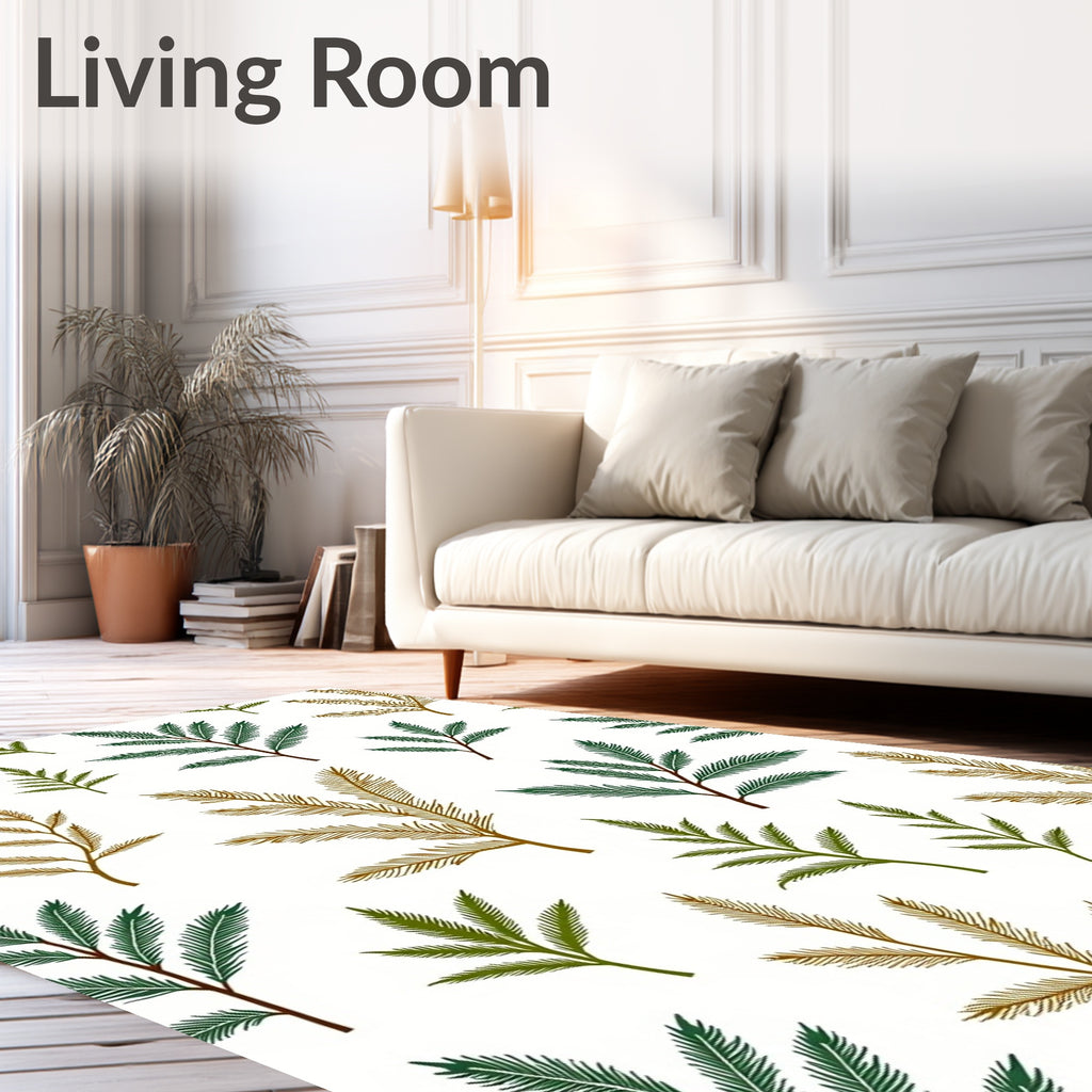 Fern Leaf Botanical Arrangement In Green Rug