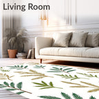 Fern Leaf Botanical Arrangement In Green Rug