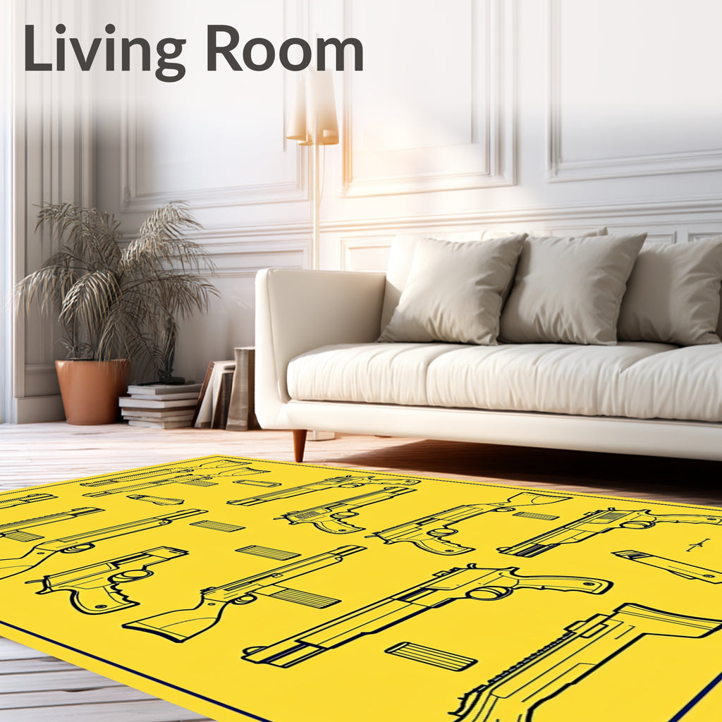 Yellow Outline Weapon Collection Rug