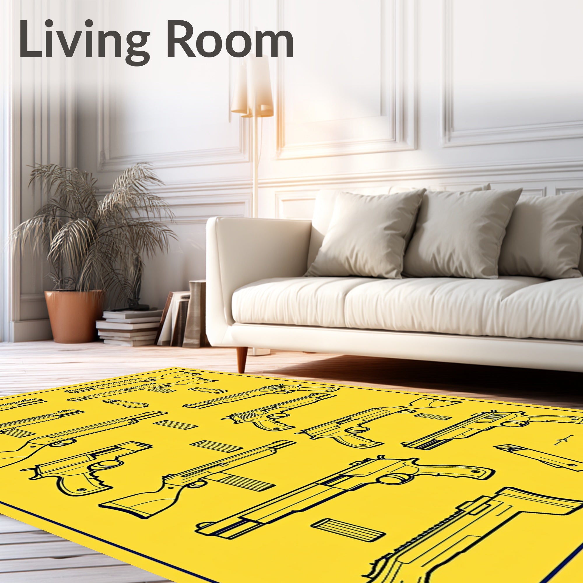 Yellow Outline Weapon Collection Rug