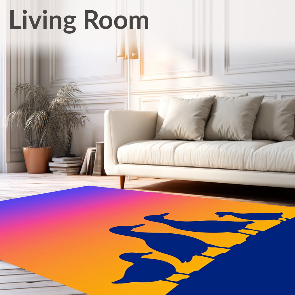 Sunset Duck Family Silhouette Rug