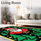 Retro Santa Festive Forest Stars Rug