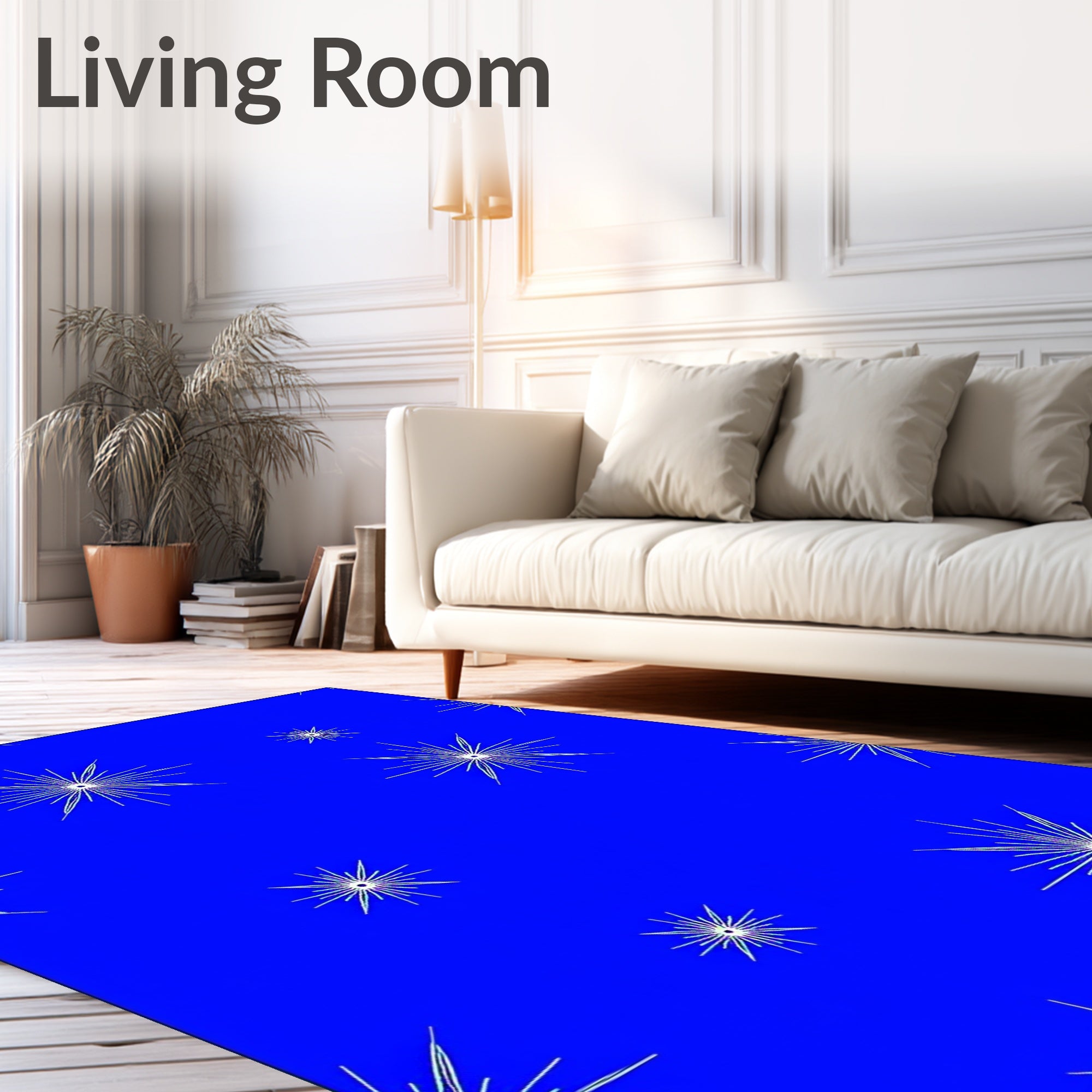 Electric Blue Starburst Bursting Rug