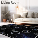 Cosmic Blue Abstract Celestial Circles Rug