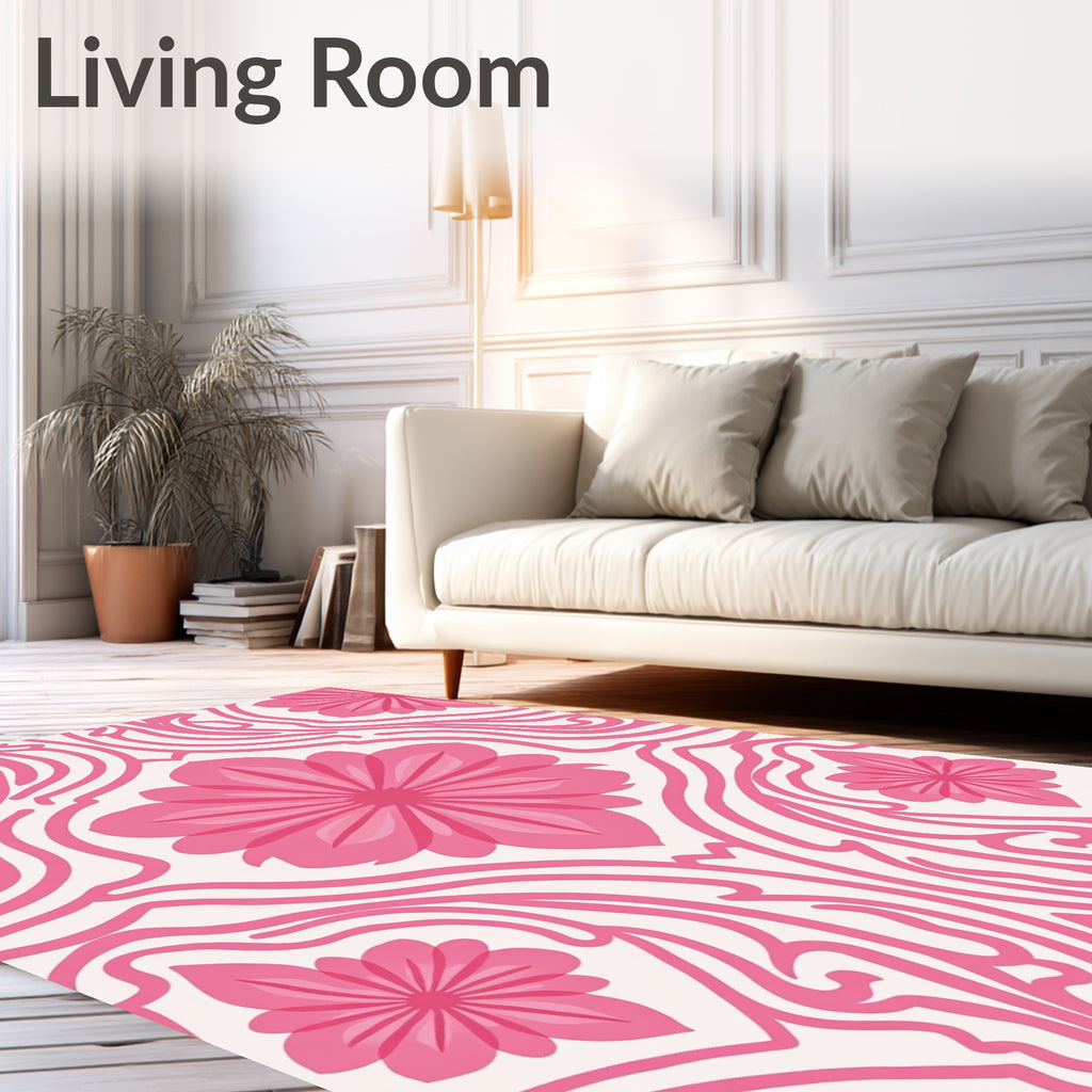 Pink Floral Art Nouveau Rug