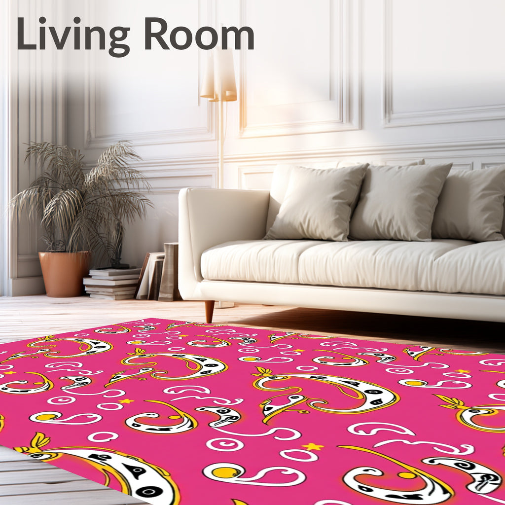 Hot Pink Whimsical Creature Swirls Rug