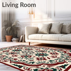 Crimson Forest Floral Symmetry Rug