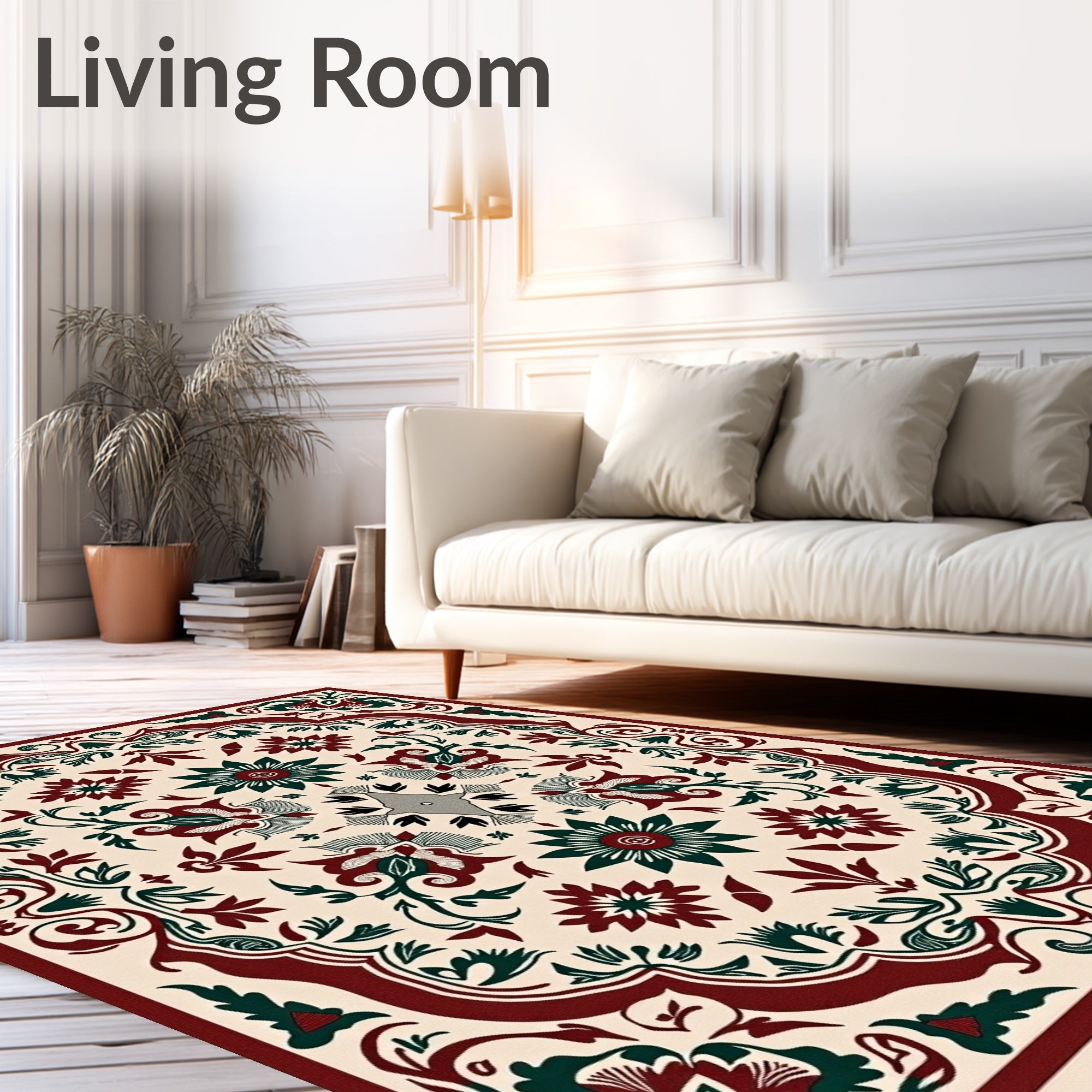 Crimson Forest Floral Symmetry Rug