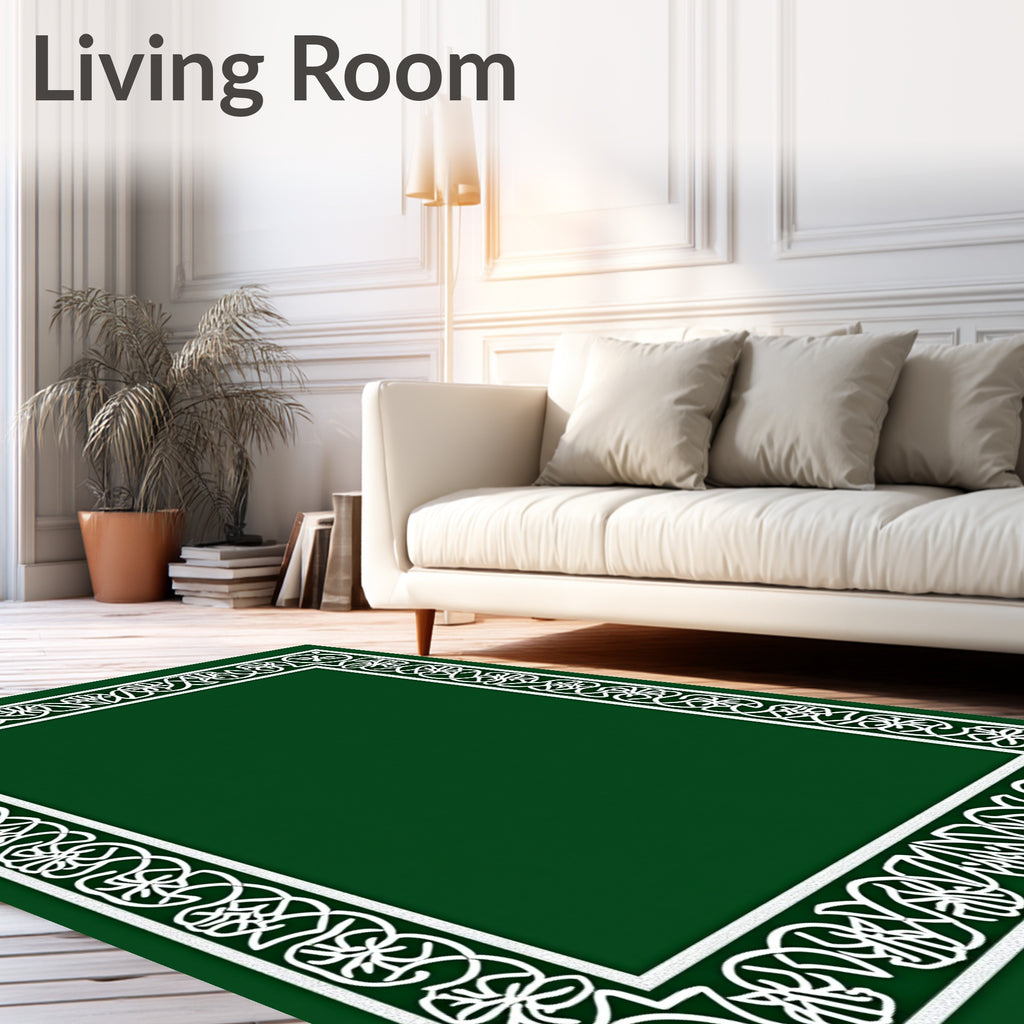 Green White Celtic Knot Border Rug