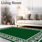 Green White Celtic Knot Border Rug
