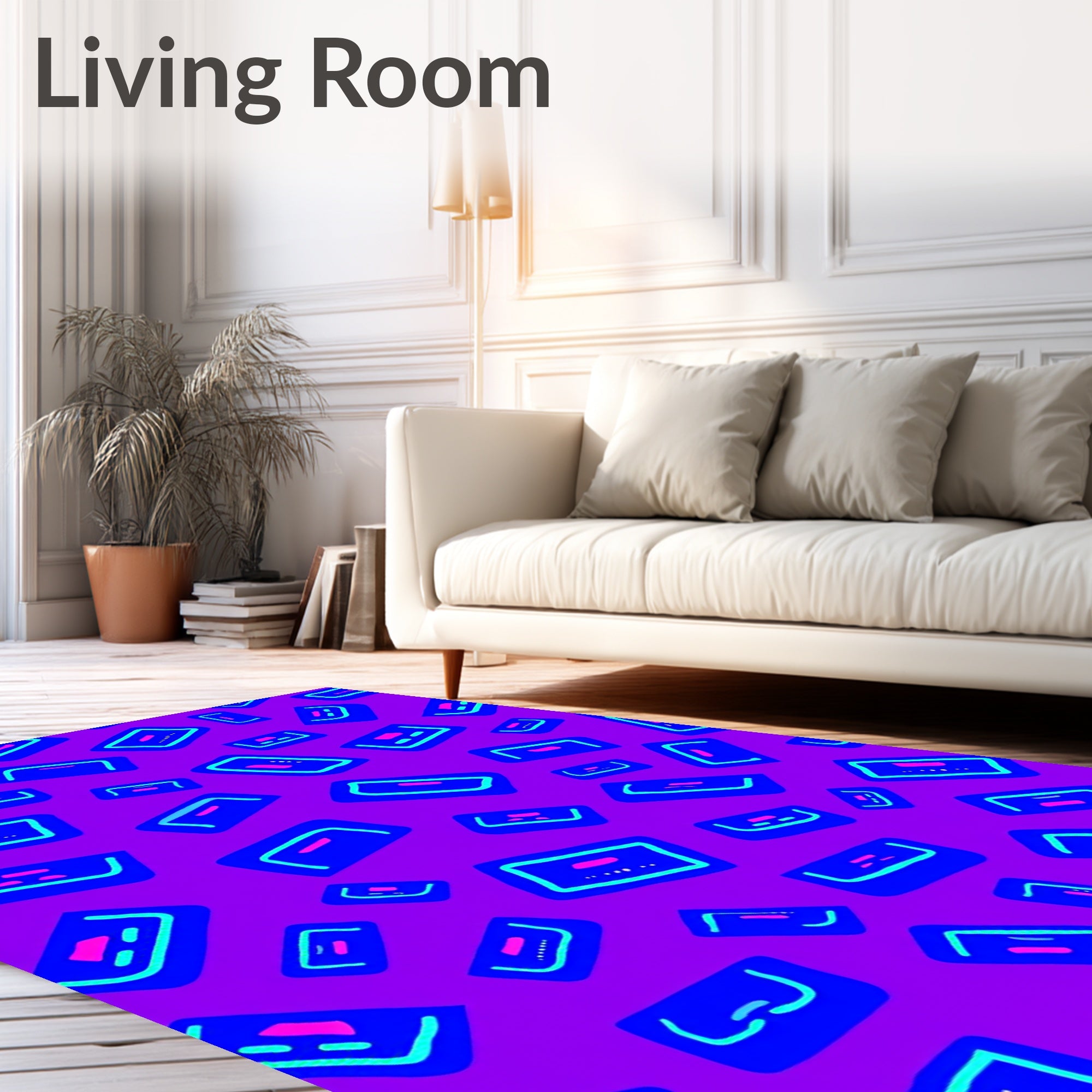 Electric Purple Rectangular Shapes Rug