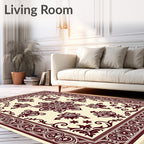 Deep Wine Floral Medallion Traditional Rug