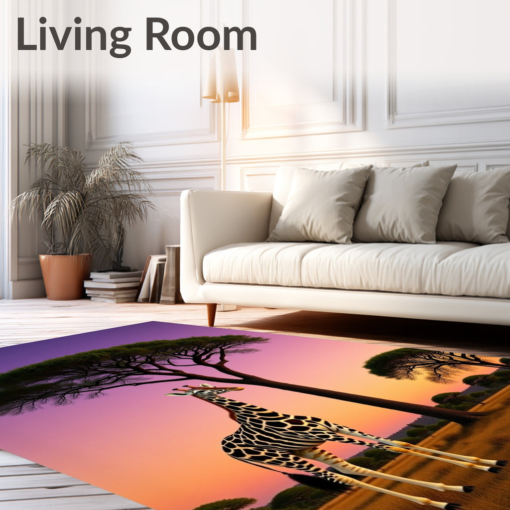Giraffe Sunset Savannah Acacia Rug