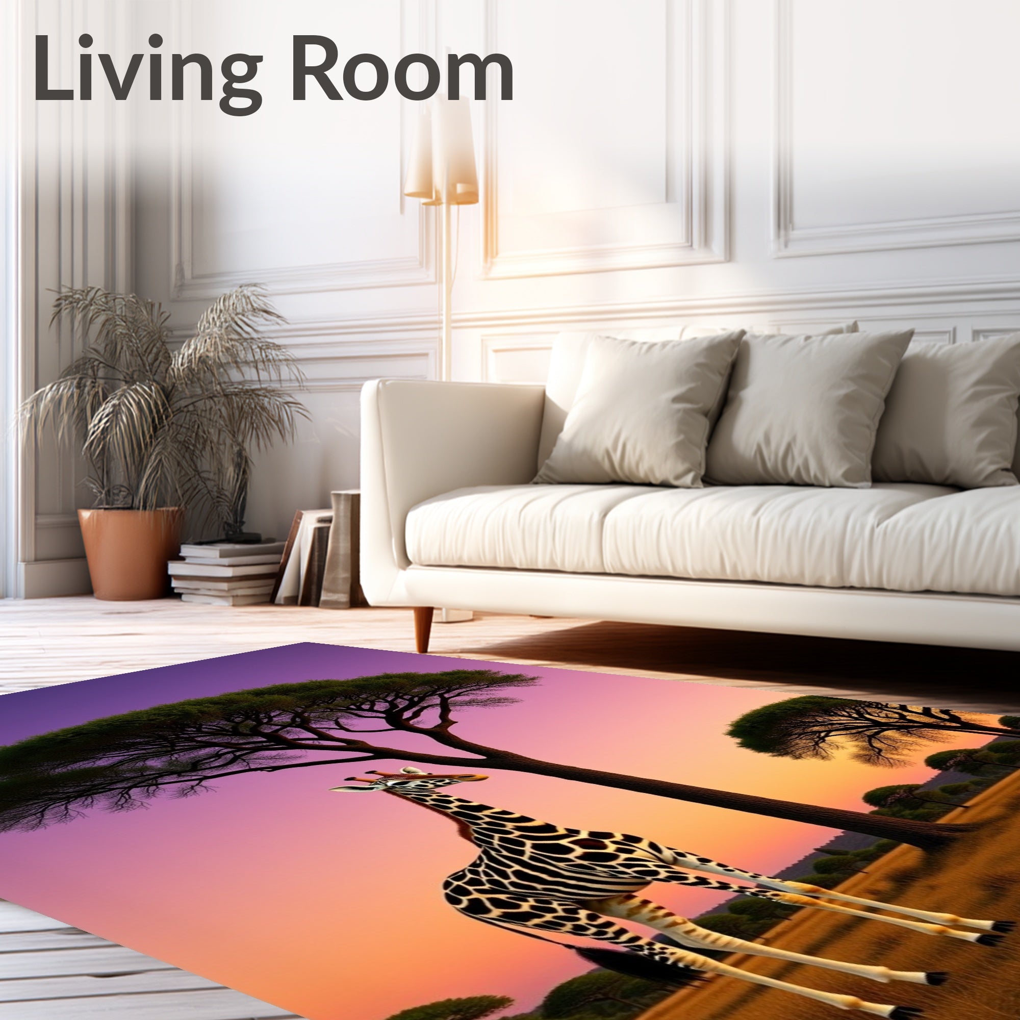 Giraffe Sunset Savannah Acacia Rug