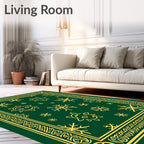 Green and Golden Snowflake Star Face Rug