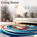 Kitten on Red Boat Great Wave Rug