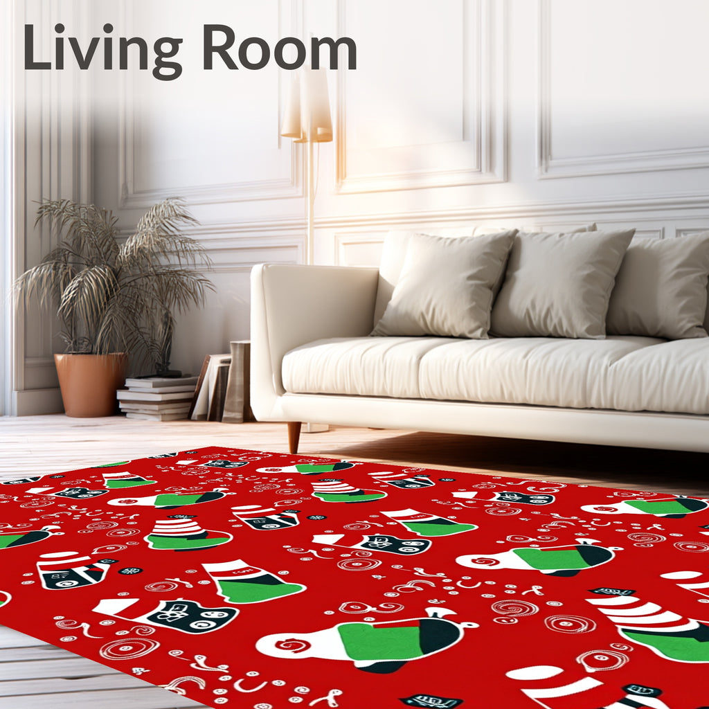Crimson Red Festive Christmas Stocking Rug
