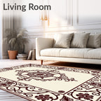 Dark Brown Floral Medallion Border Rug