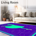 Turquoise Ballerina Graceful Purple Scrolls Rug