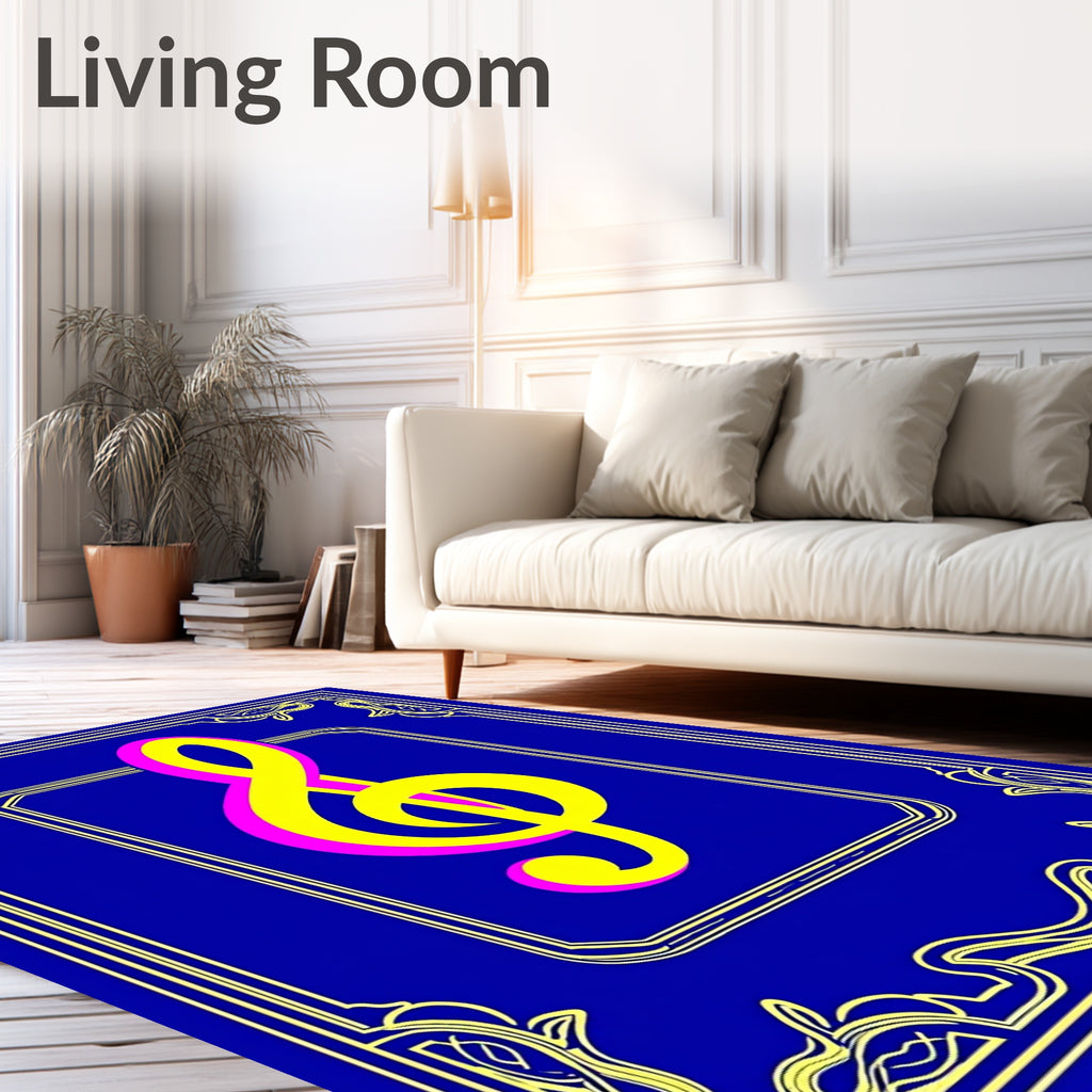 Bold Blue Treble Clef Harmony Rug