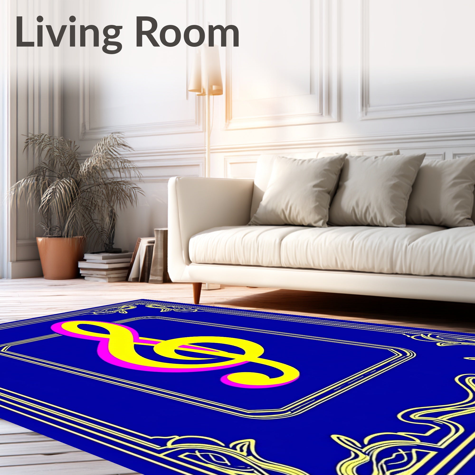Bold Blue Treble Clef Harmony Rug
