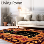 Whimsical Black Cat Wizard Autumn Rug