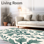Teal Botanical Floral Garden Rug