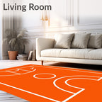 Bright Orange Court Graphics Rug