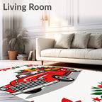 Red Vintage Truck Fruity Garland Rug