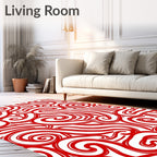 Vibrant Red Swirl Abstract Rug