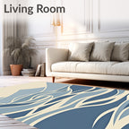 Abstract Blue Wave Layer Rug