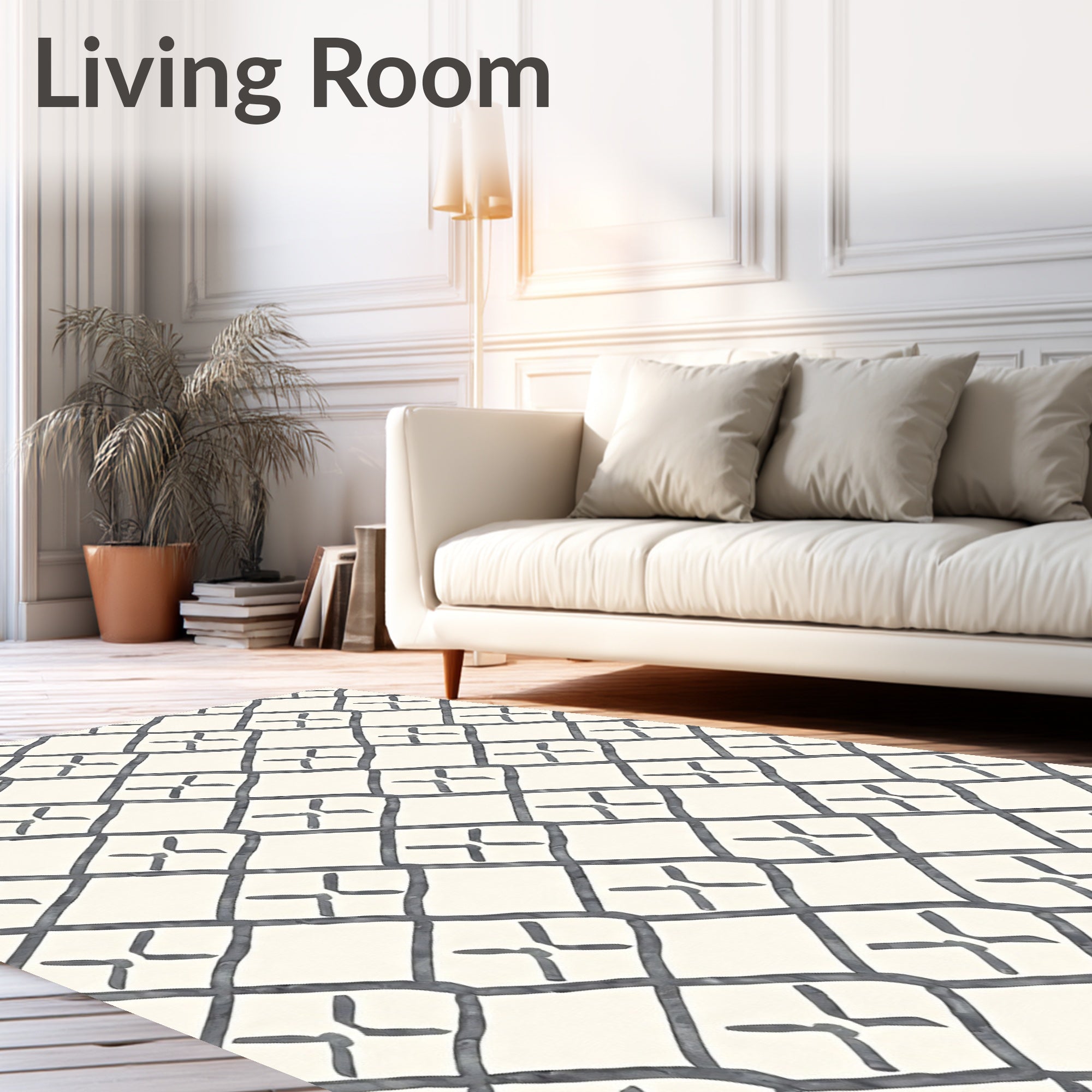 Hand Drawn Charcoal Diamond Weave Rug