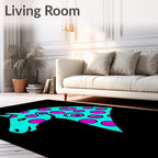 Aqua Pink Swirl Horse Head Rug