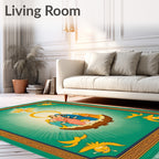 Emerald Green Holy Family Nativity Birds Rug