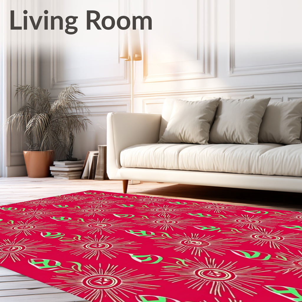 Radiant Red Abstract Floral Arrangement Rug