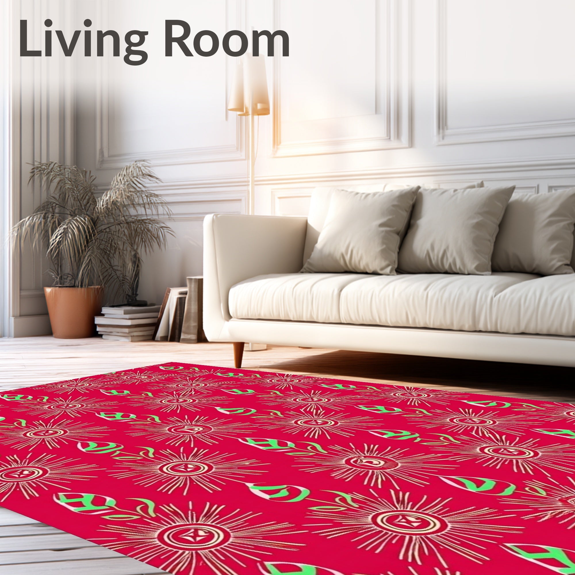 Radiant Red Abstract Floral Arrangement Rug