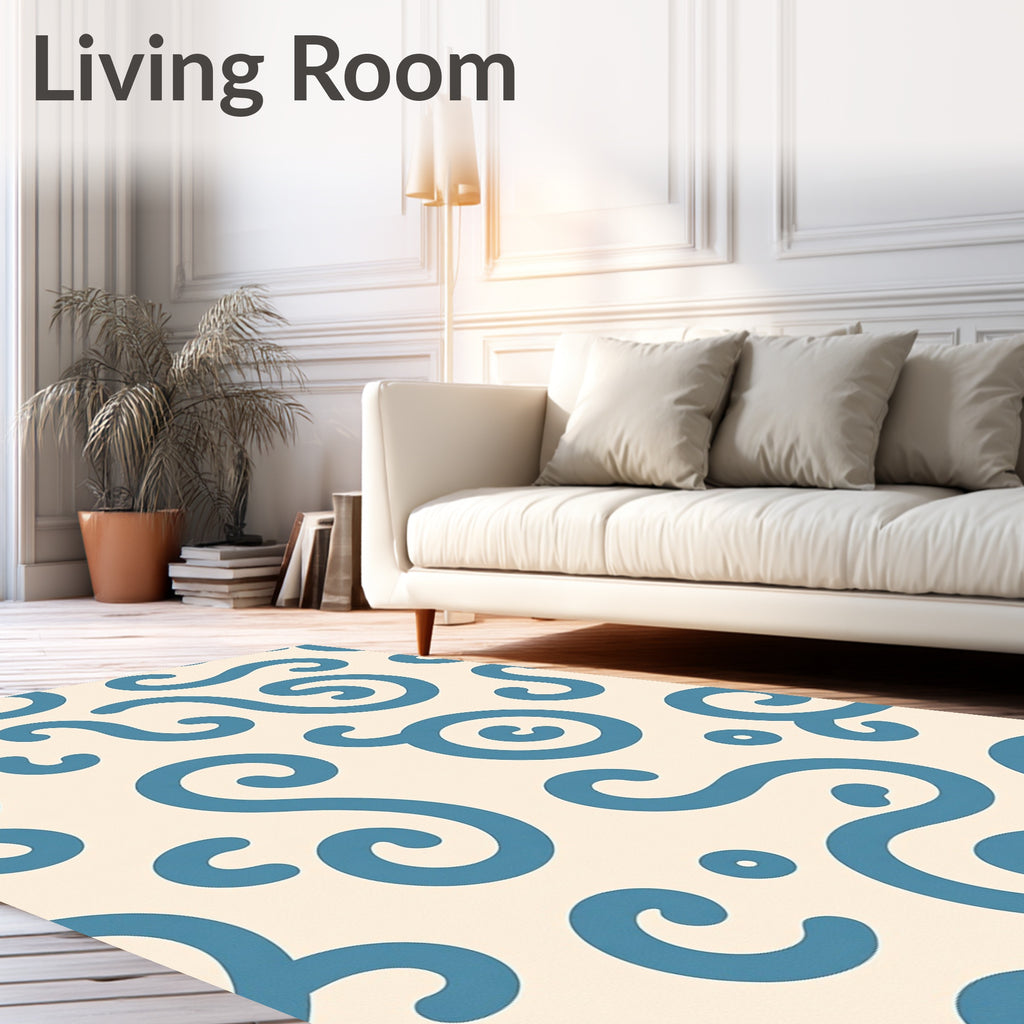 Aqua Swirl Organic Scroll Rug