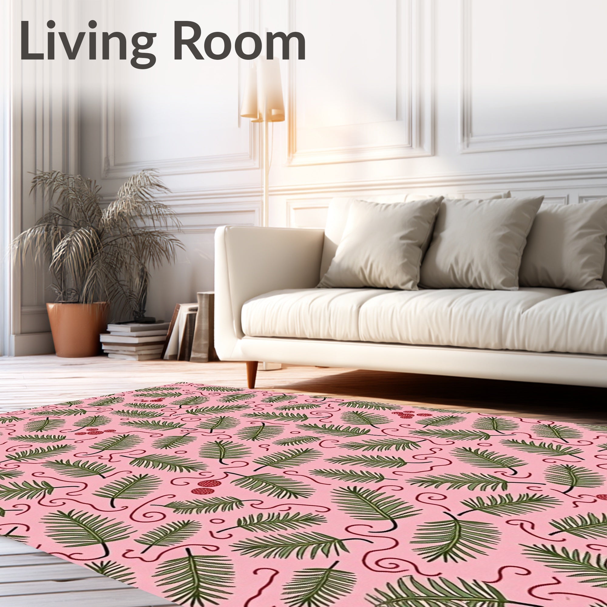 Pink Evergreen Berry Swirl Rug