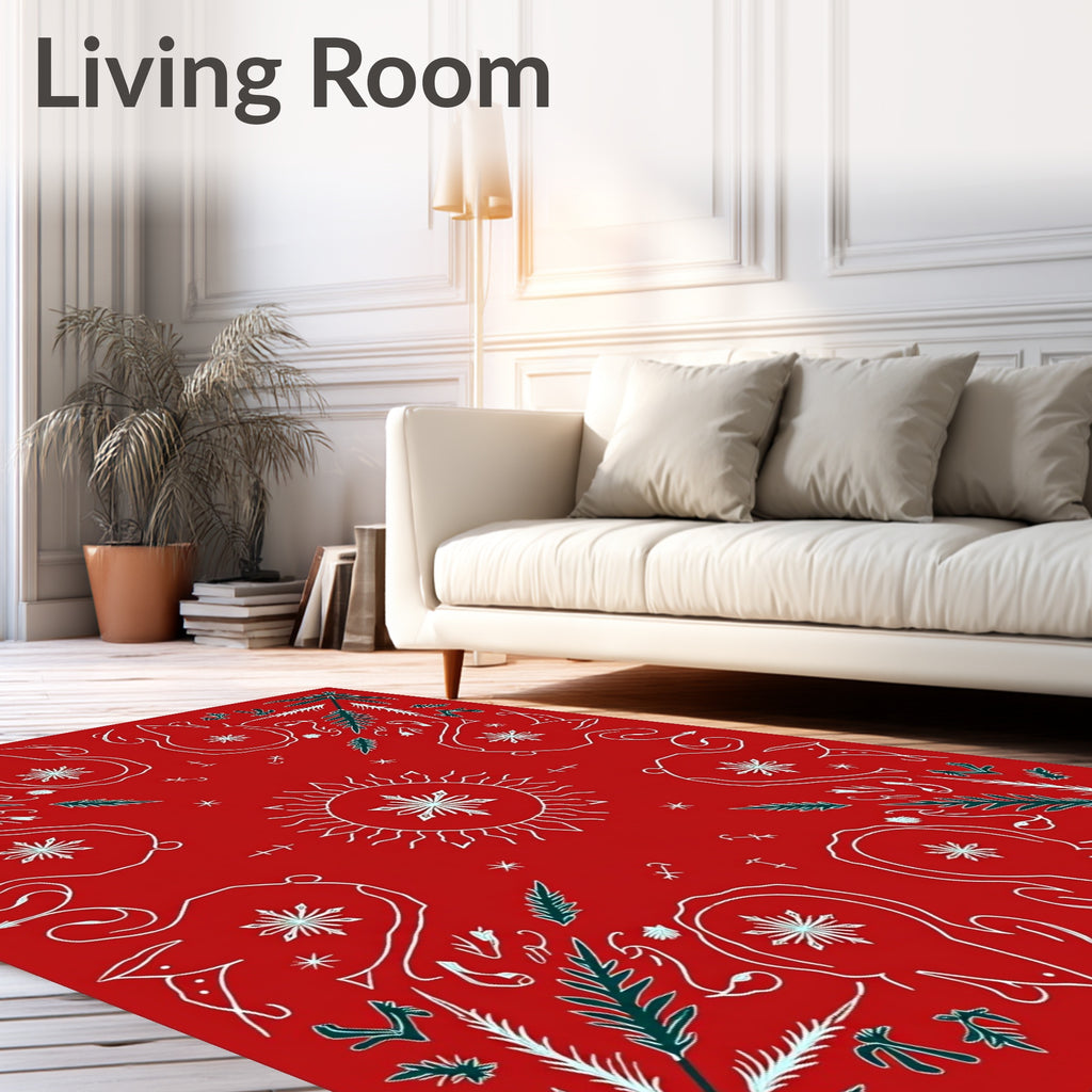 Crimson Sun Star Foliage Medallion Rug