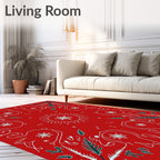 Crimson Sun Star Foliage Medallion Rug