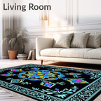 Bold Black Floral Medallion Rug