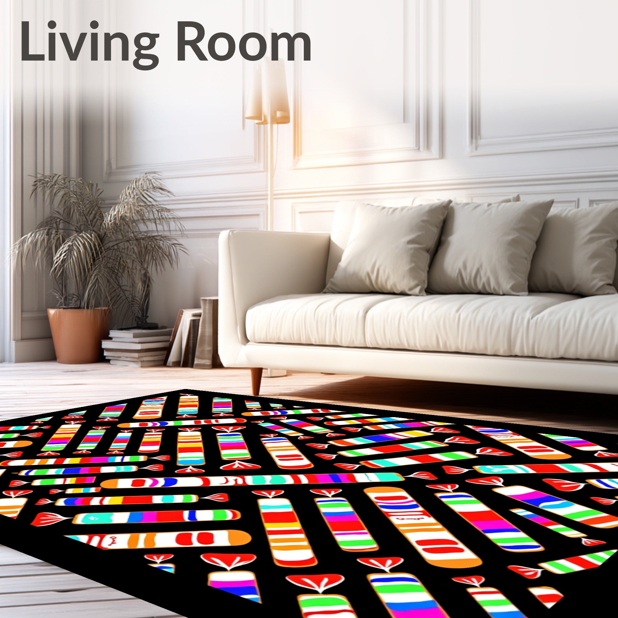 Colorful Candy Cane Stripes Rug