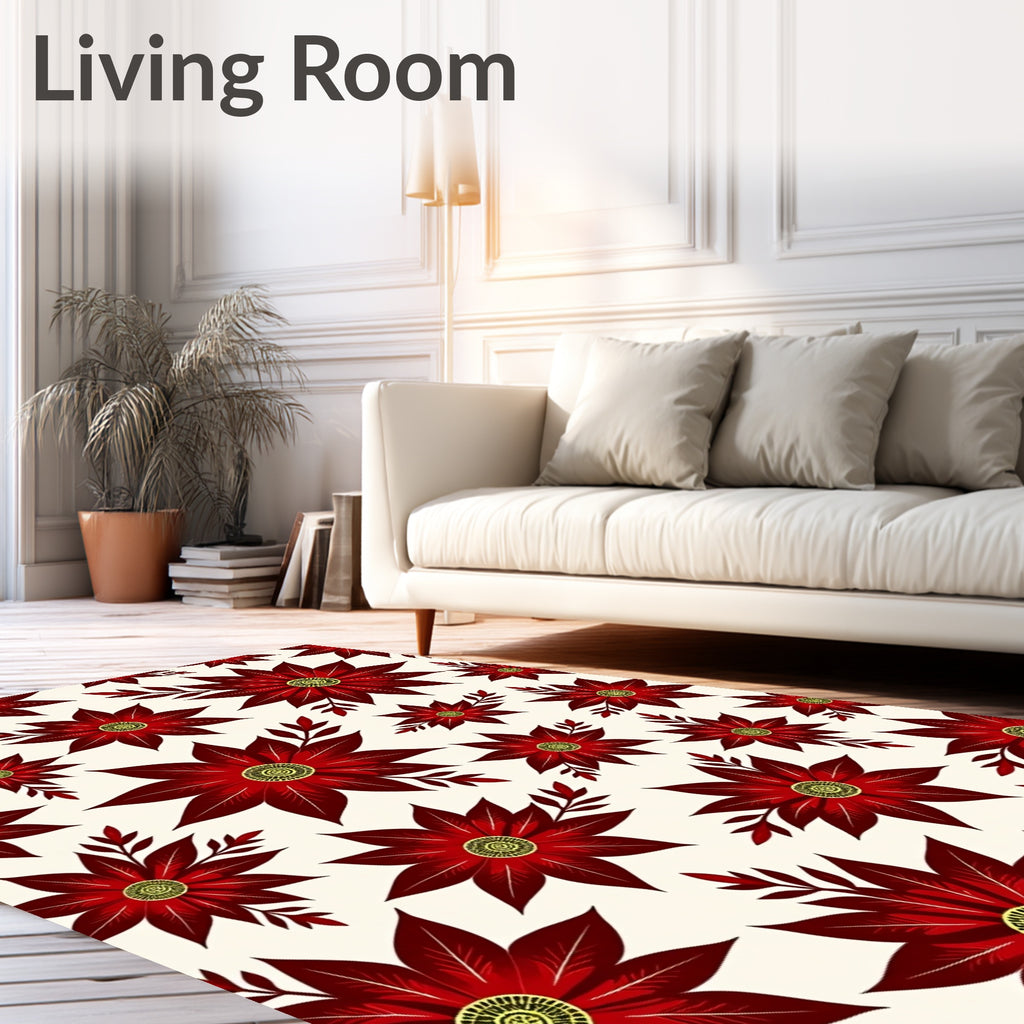 Crimson Petal Floral Arrangement Rug