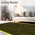 Vibrant Yellow Swirls and Triangles Rug