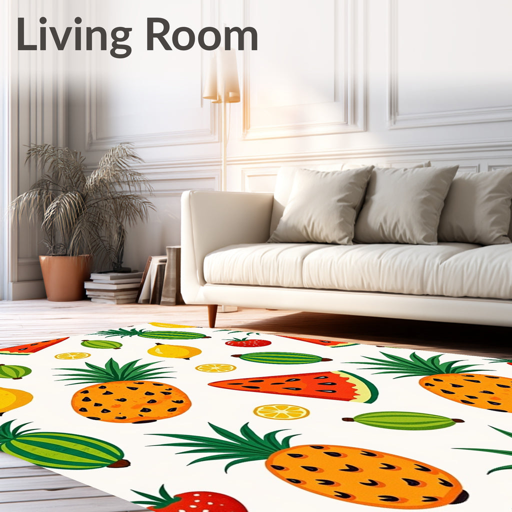 Watercolor Fruit Medley Pineapple Lemon Rug