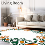 Golden Pumpkin Green Vine Floral Accent Rug