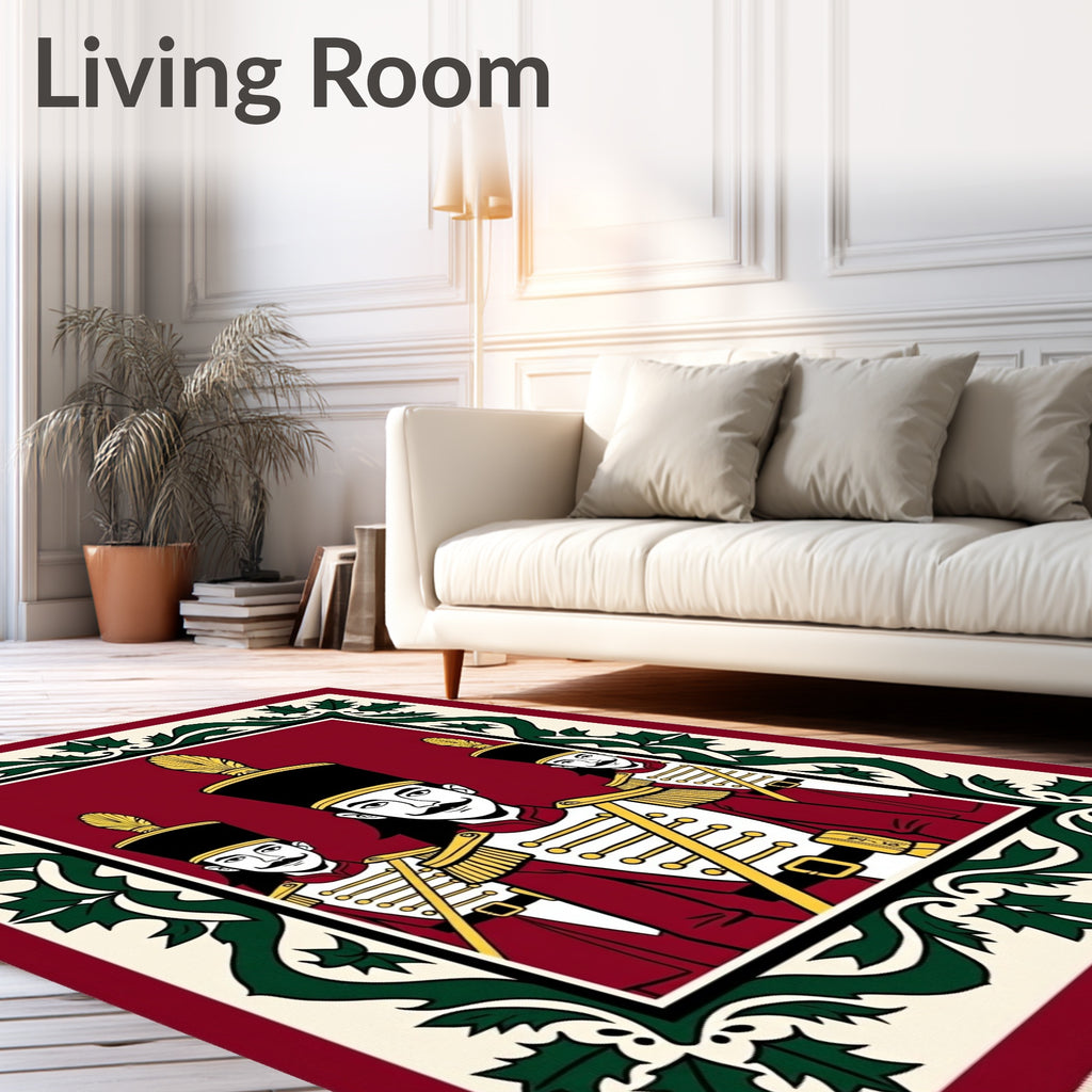 Red White Green Soldier Garland Rug