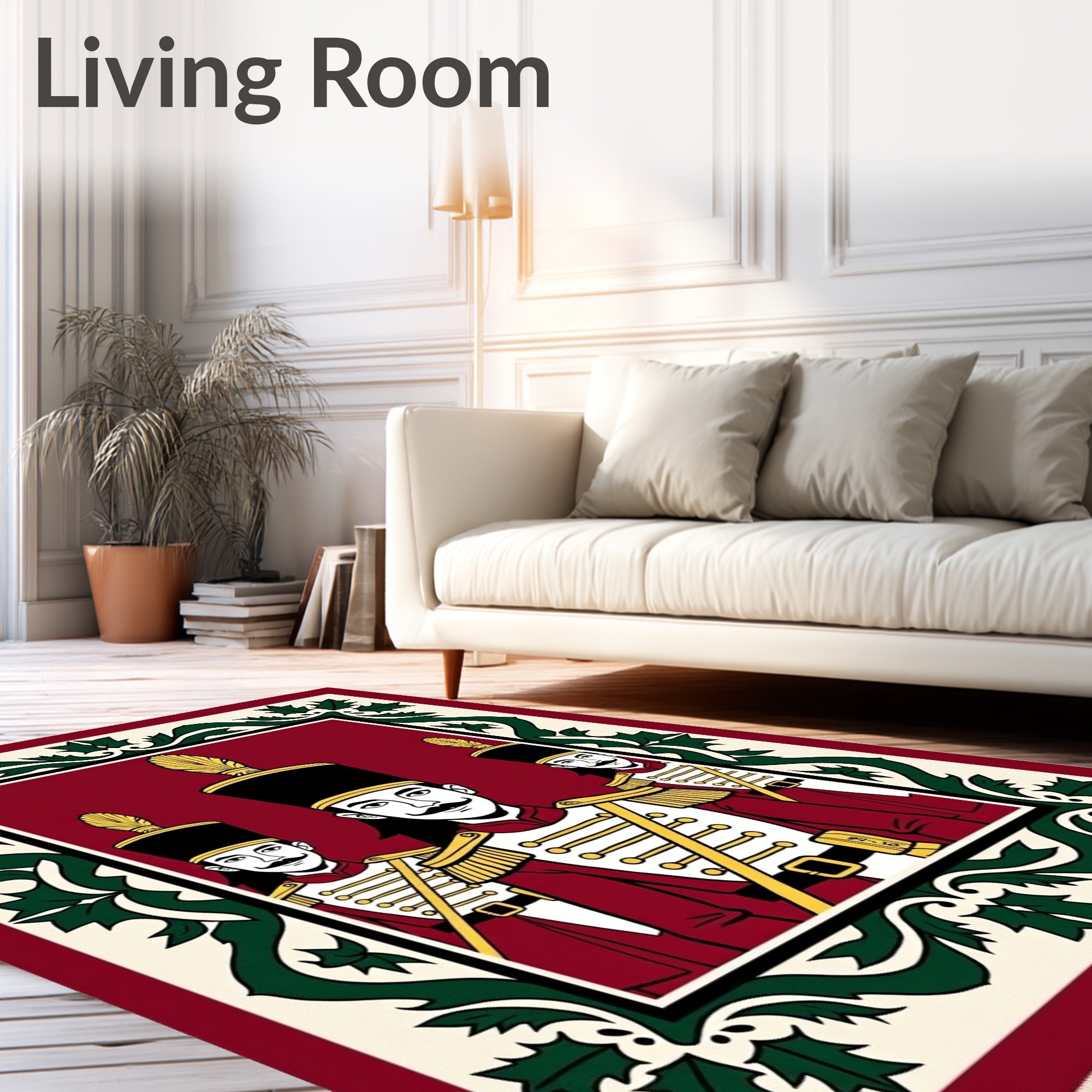 Red White Green Soldier Garland Rug