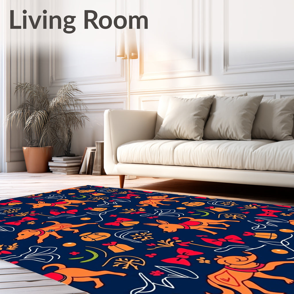 Playful Orange Dogs with Red Accents Rug